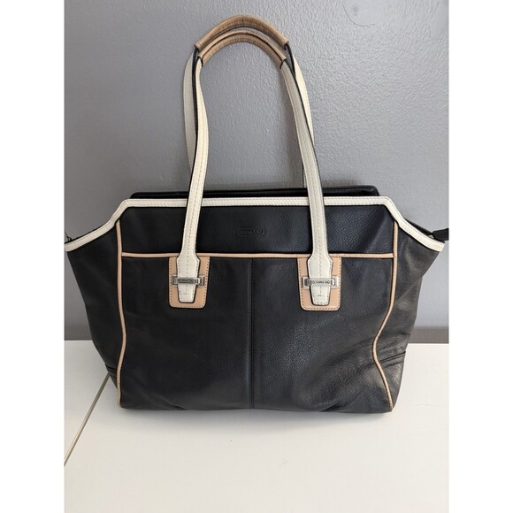 Coach Vintage Black Tote HandBag Black Leather Taylor Spectator F26132 purse - Picture 1 of 12